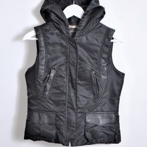*HOODED VEST*MY TRIBE*LEATHER*TRIM SIZE*M*NWOT*V004